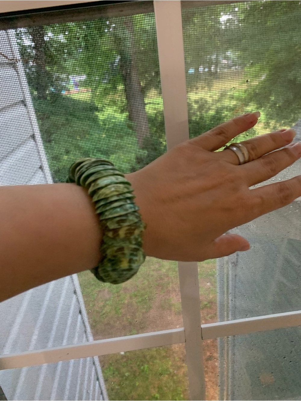 Green Shell Disc Stretch Bracelet - Women Jewelry